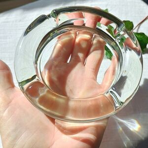 🎩 DAPPER FASHION 🎩 VTG MCM 4 slot, heavy, clear glass ashtray, Minimalist Home